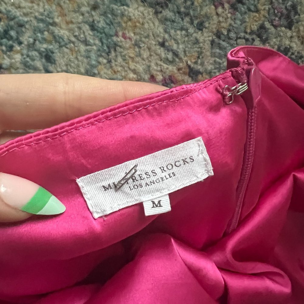 Mistress Rocks Hot Pink Satin Fitted Mini Dress - Picture 5 of 5